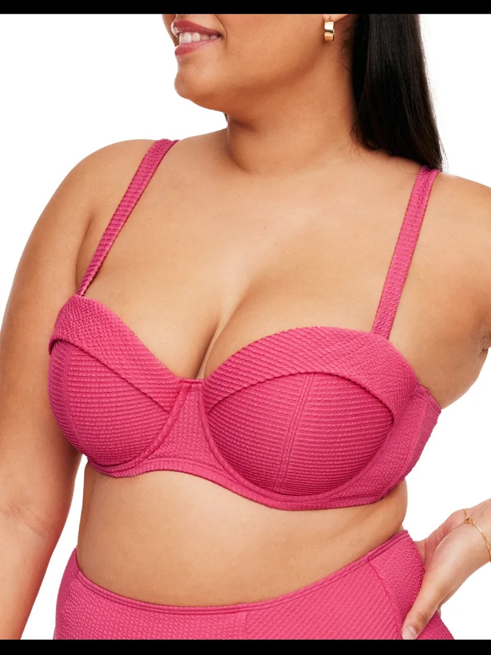 Adore Me Raspberry Pink Textured Support Bikini Set - Picture 3 of 7